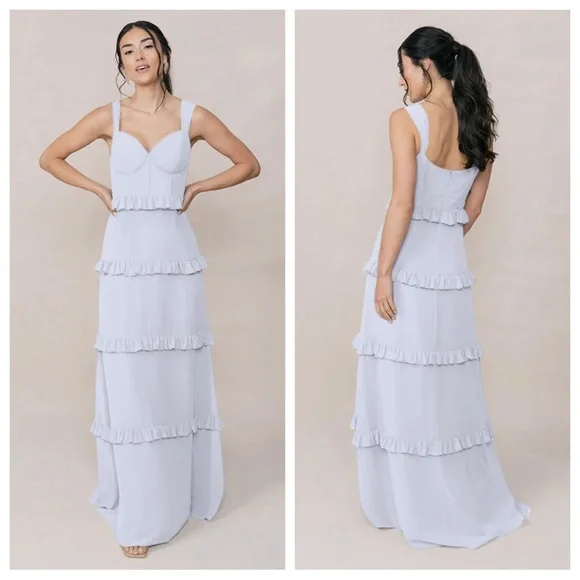 sachin and babi light blue dress Revelry sloane chiffon